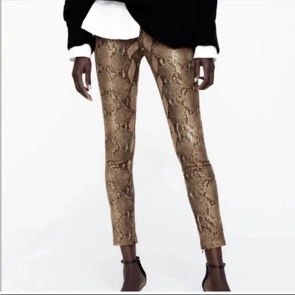 Zara snake print faux leather leggings - Picture 1 of 8